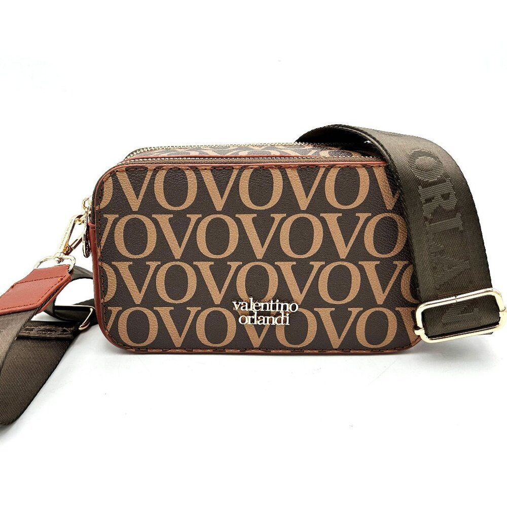 Valentino Orlandi Logo Cross Body Shoulder Wide Strap Camera Bag